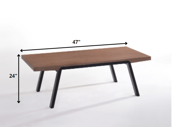 24' Walnut Wood and Black Metal Coffee Table By Homeroots | Coffee Tables | Modishstore - 2