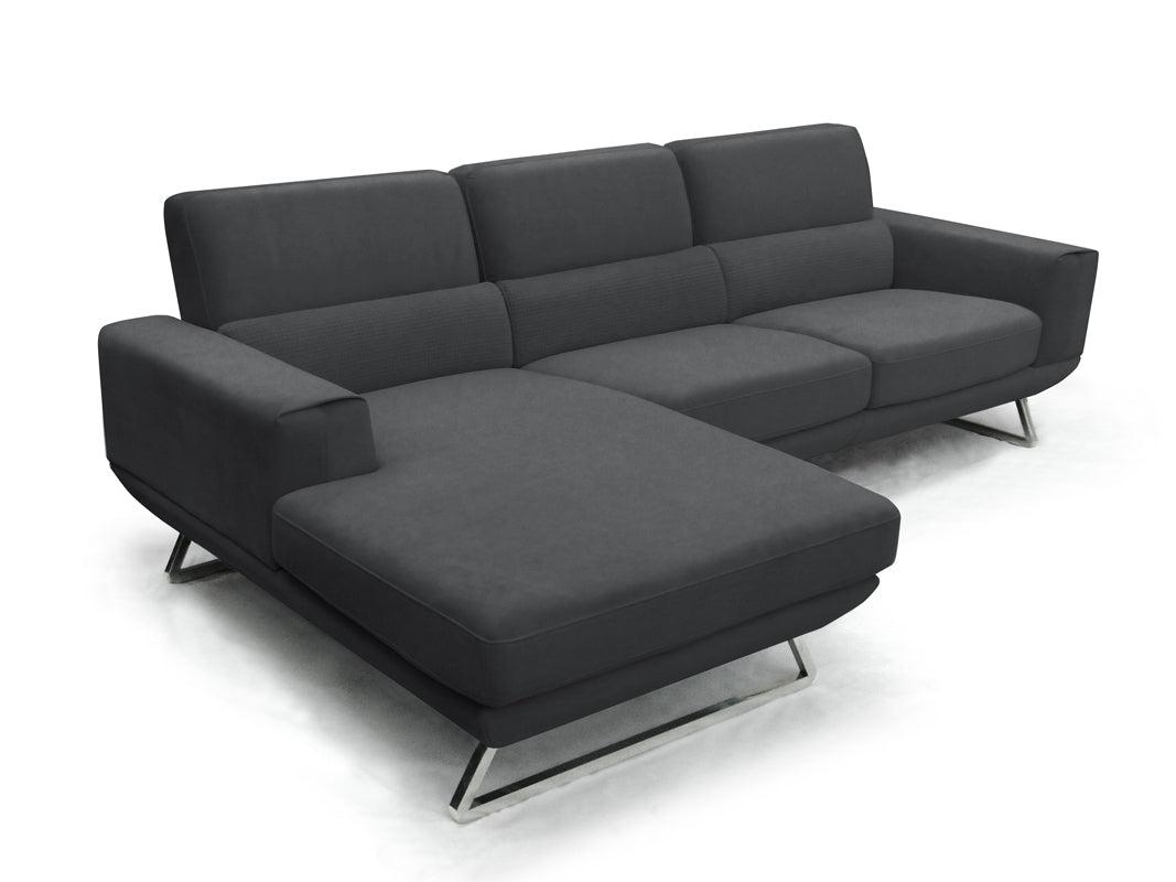 33' Dark Grey Fabric Foam Wood and Steel Sectional Sofa By Homeroots | Sectional | Modishstore - 2