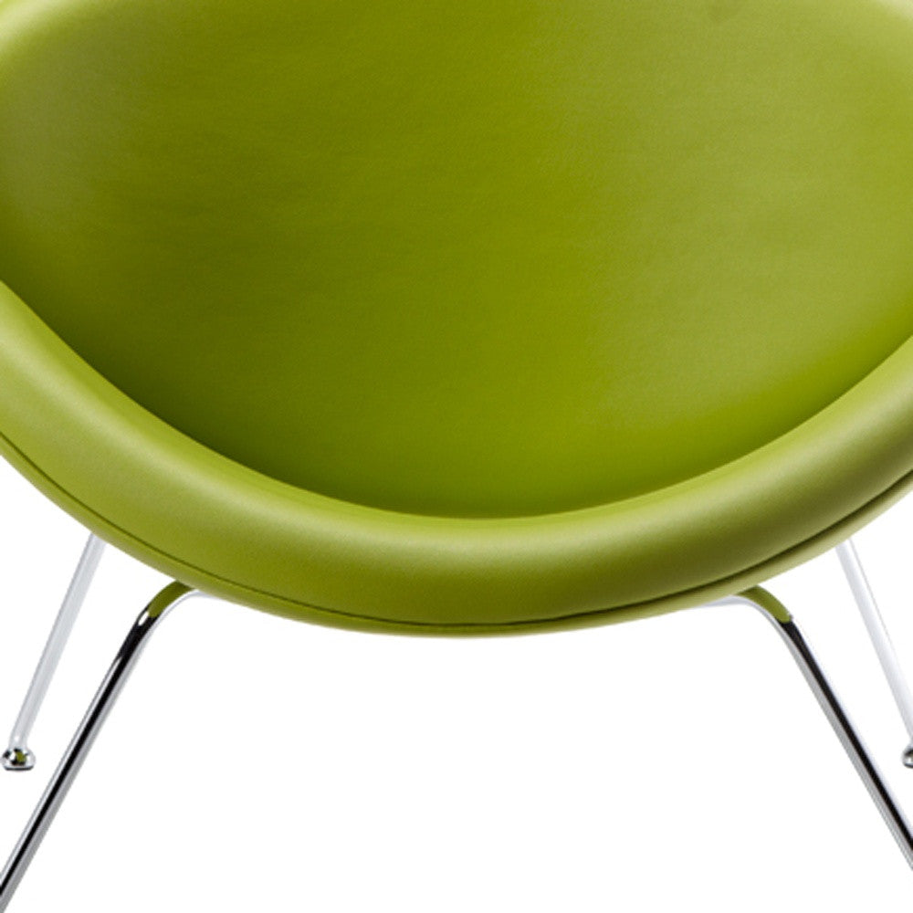 28' Green Leatherette and Metal Accent Chair By Homeroots | Accent Chairs | Modishstore - 4