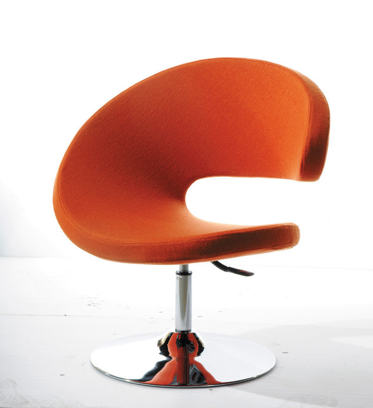 34' Orange Fabric Polyester and Wool Lounge Chair By Homeroots | Accent Chairs | Modishstore - 3