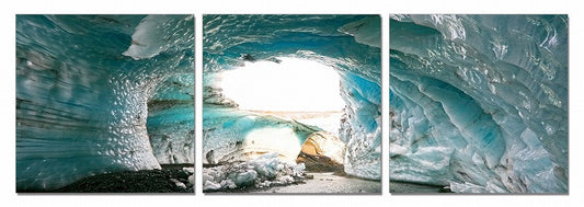 24" Multicolor Canvas 3 Horizontal Panels Ice Cave Photo By Homeroots | Wall Decor | Modishstore