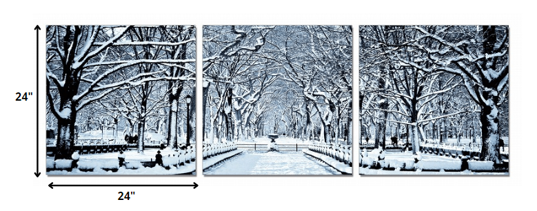 24" Multicolor Canvas 3 Horizontal Panels Winter Trees Photo By Homeroots | Wall Decor | Modishstore