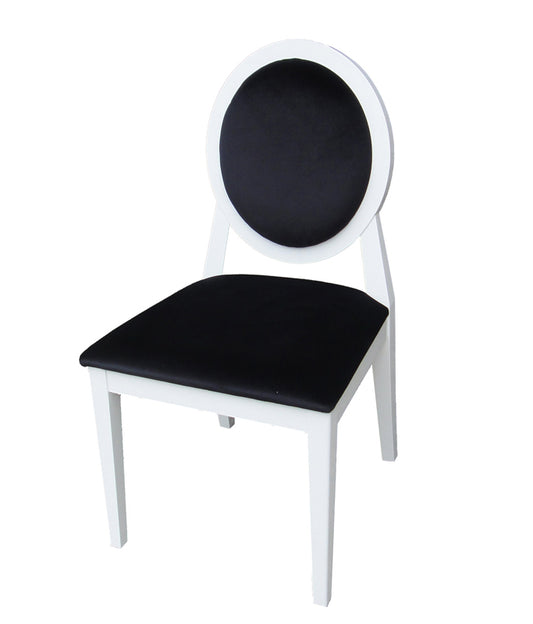 Two 36' White Lacquer Black Fabric Side Chairs By Homeroots | Dining Chairs | Modishstore