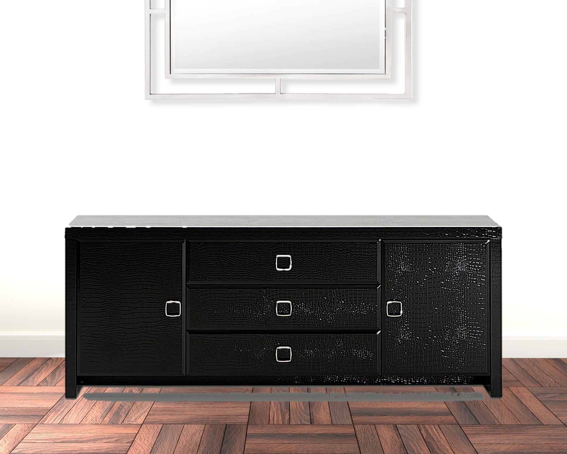 28' Black Crocodile Mdf Dresser By Homeroots | Dressers | Modishstore - 5