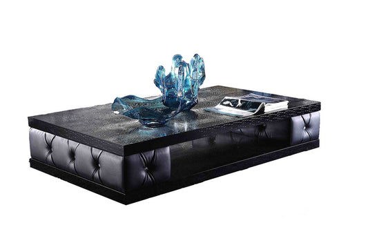 15" Black Leatherette Coffee Table with Crystals By Homeroots | Coffee Tables | Modishstore