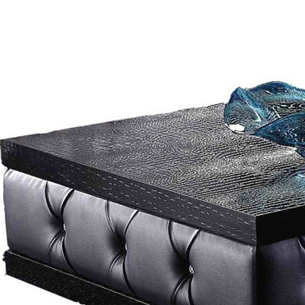 15" Black Leatherette Coffee Table with Crystals By Homeroots | Coffee Tables | Modishstore - 5