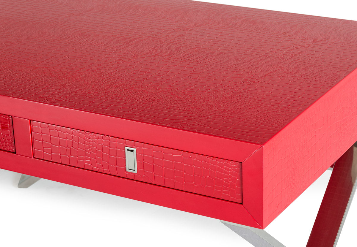 21 Red Crocodile MDF and Steel Desk By Homeroots | Desks | Modishstore - 2