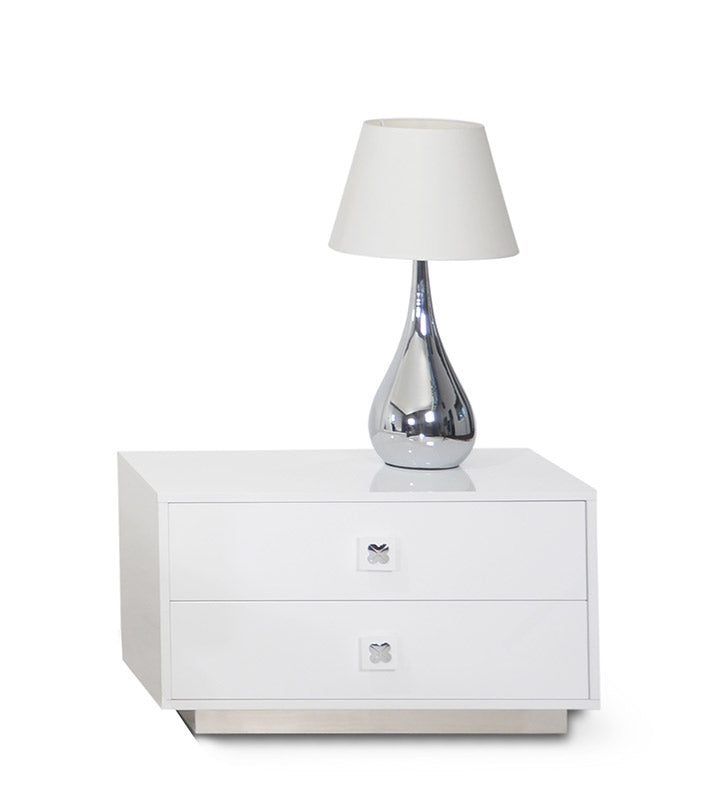 19' White Gloss Mdf Nightstand By Homeroots | Nightstands | Modishstore