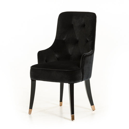 38' Black Velvet Fabric Dining Chair By Homeroots | Dining Chairs | Modishstore