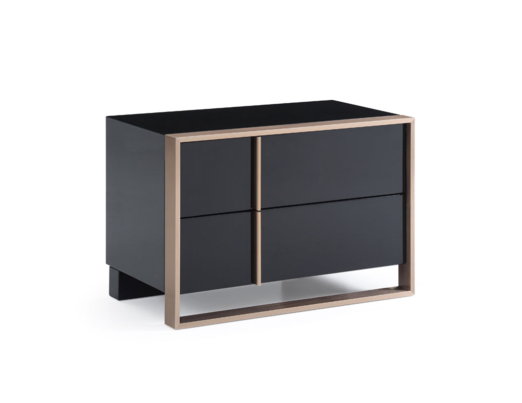 Modern Brushed Black And Bronze Nightstand By Homeroots | Nightstands | Modishstore - 2