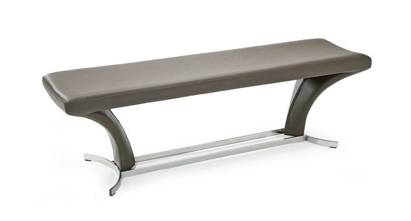 18' Grey Leatherette and Steel Dining Bench By Homeroots | Benches | Modishstore - 2