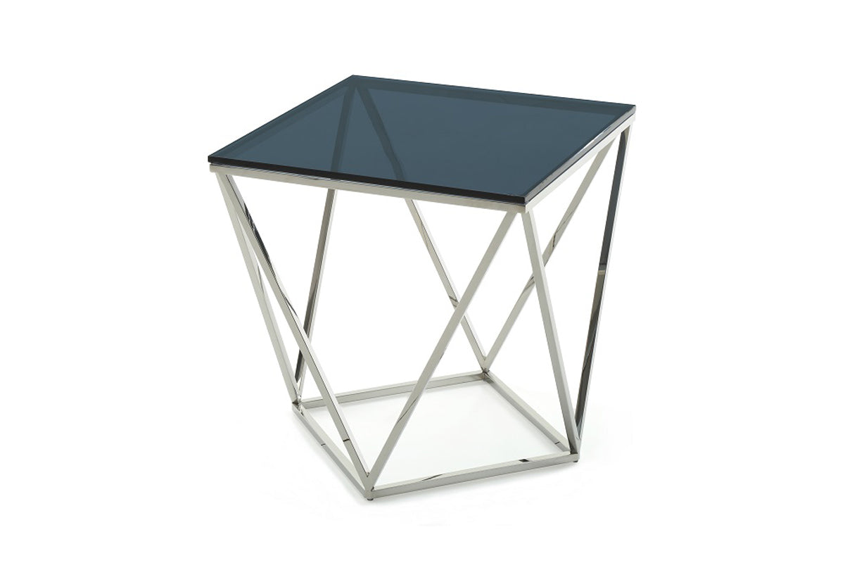 25' Glass and Stainless Steel End Table By Homeroots | End Tables | Modishstore - 3