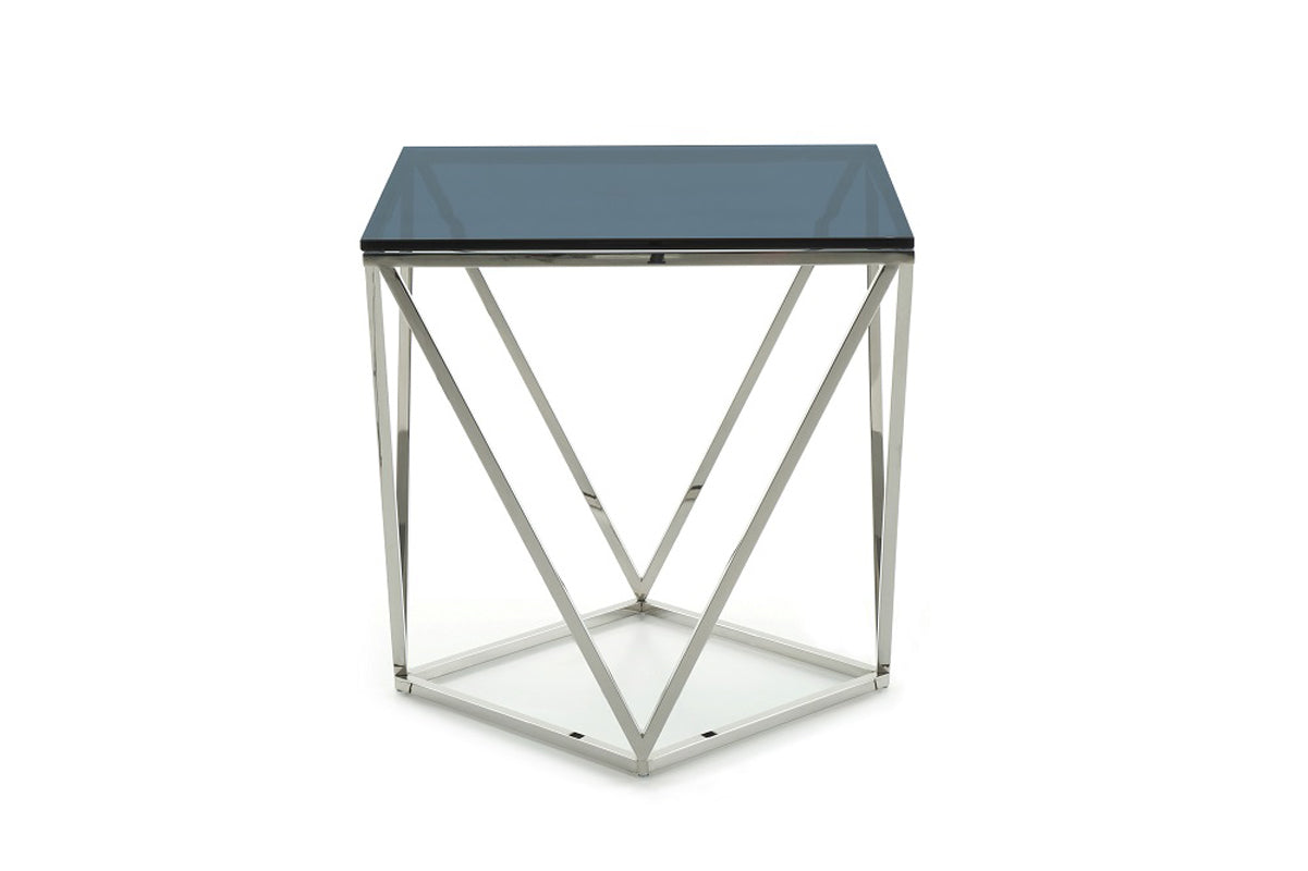 25' Glass and Stainless Steel End Table By Homeroots | End Tables | Modishstore - 4