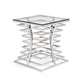 22' Glass and Stainless Steel Square End Table By Homeroots | End Tables | Modishstore