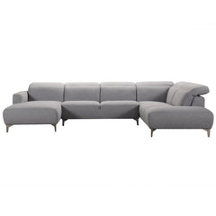 30' Grey Fabric and Iron Sectional Sofa with a Wood Frame By Homeroots