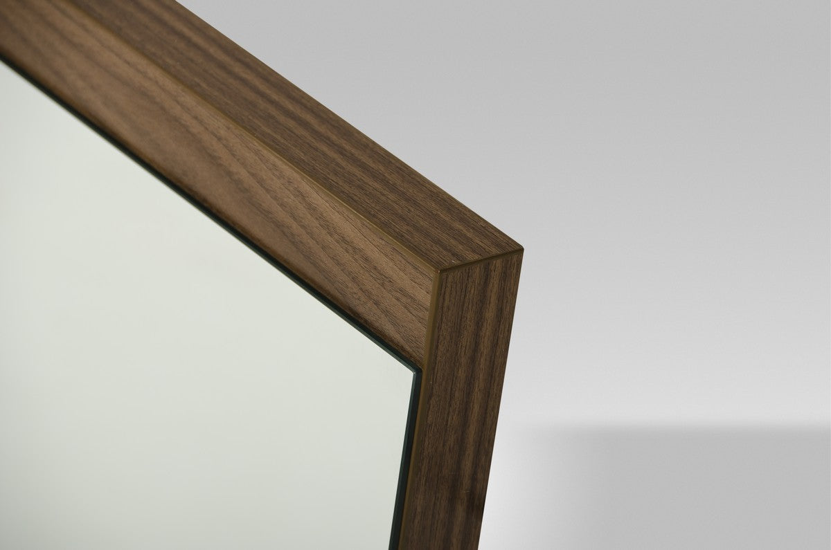 24" Walnut Veneer and Glass Mirror By Homeroots | Mirrors | Modishstore - 2