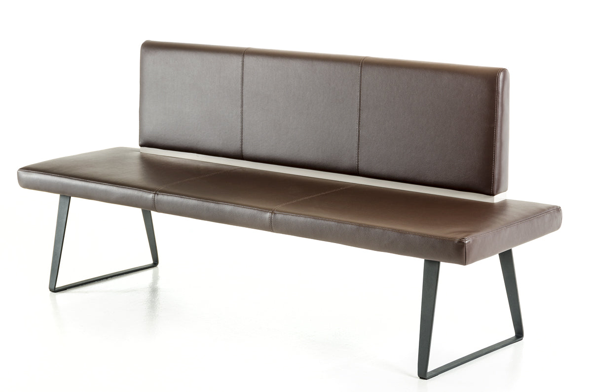 35' Brown Leatherette and Metal Dining Bench By Homeroots | Benches | Modishstore - 3