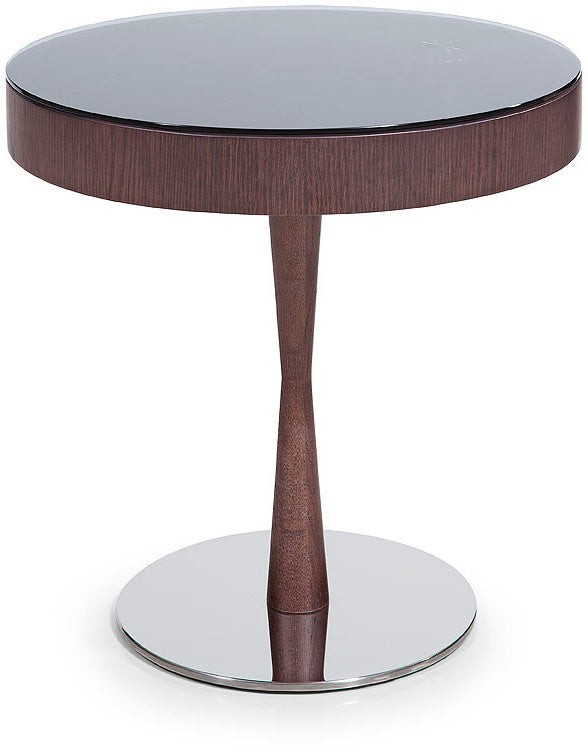 22' Brown Oak Veneer Round End Table By Homeroots | End Tables | Modishstore - 4