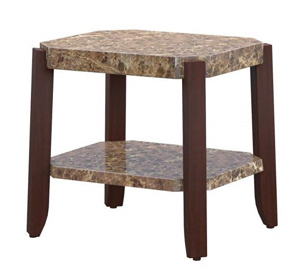 Faux Marble And Brown End Table By Homeroots | End Tables | Modishstore - 2