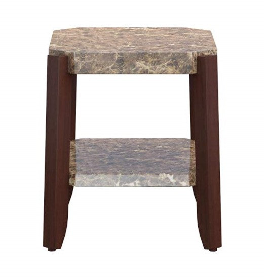 Faux Marble And Brown End Table By Homeroots | End Tables | Modishstore - 4