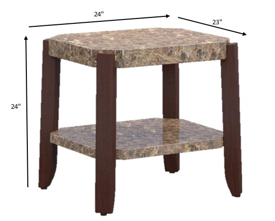 Faux Marble And Brown End Table By Homeroots | End Tables | Modishstore - 5