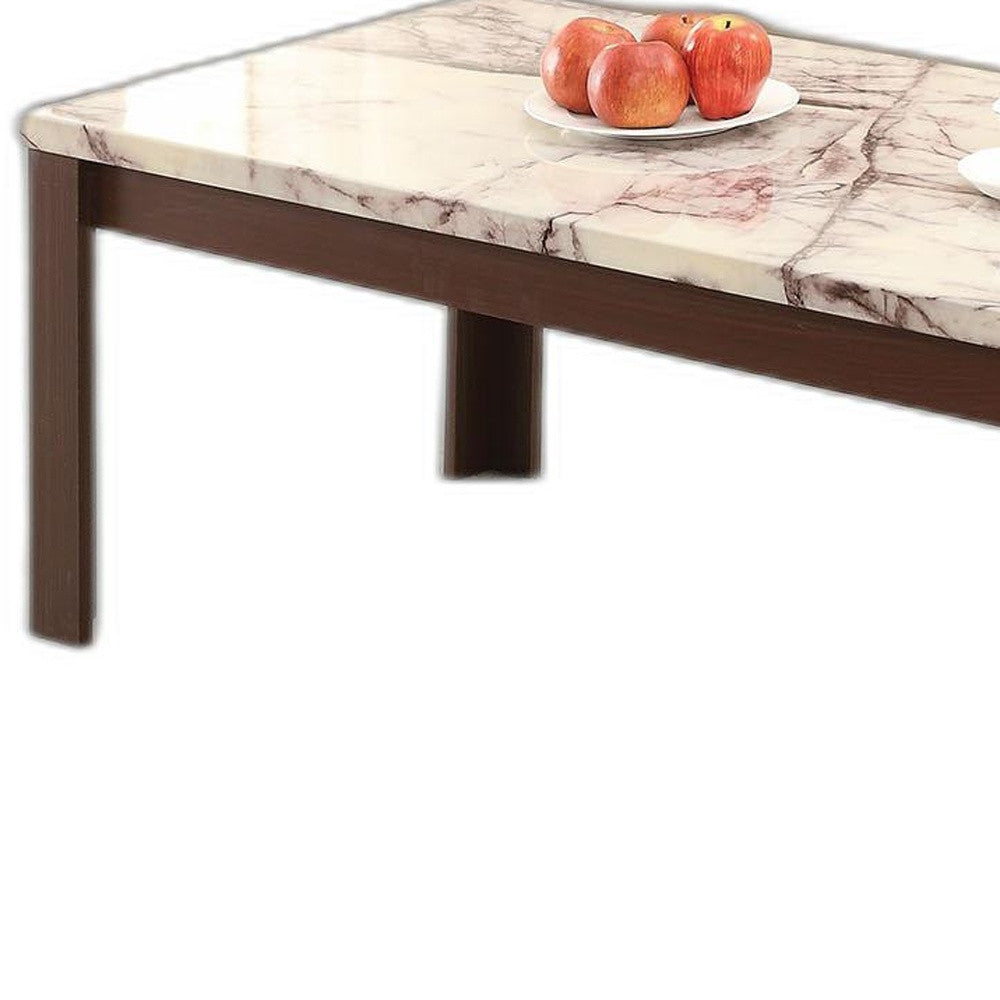 48' X 24' X 18' 3Pc Faux Marble And Cherry Coffee And End Table Set By Homeroots | Coffee Tables | Modishstore - 4