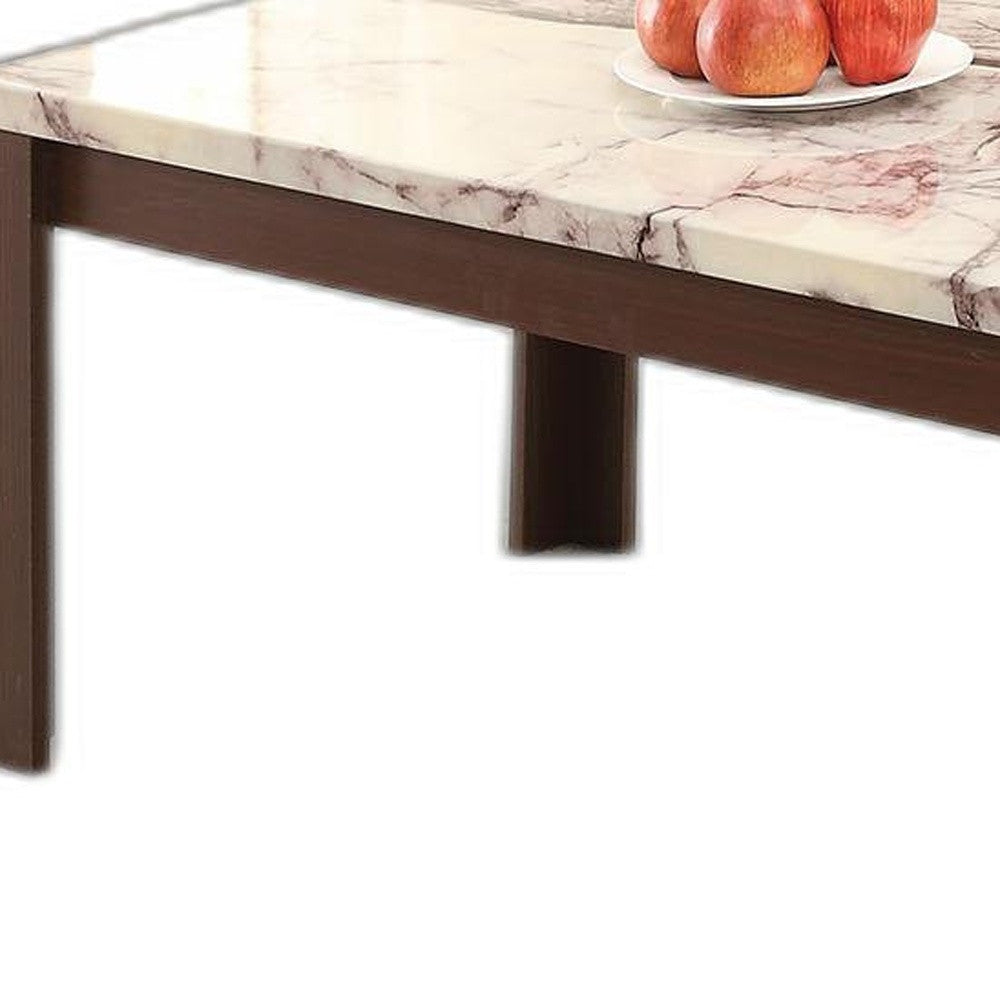 48' X 24' X 18' 3Pc Faux Marble And Cherry Coffee And End Table Set By Homeroots | Coffee Tables | Modishstore - 5