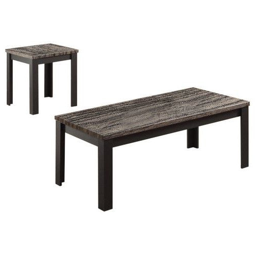 48' X 24' X 18' 2Pc Faux Marble And Black Pack Coffee And End Table Set By Homeroots | Coffee Tables | Modishstore - 3