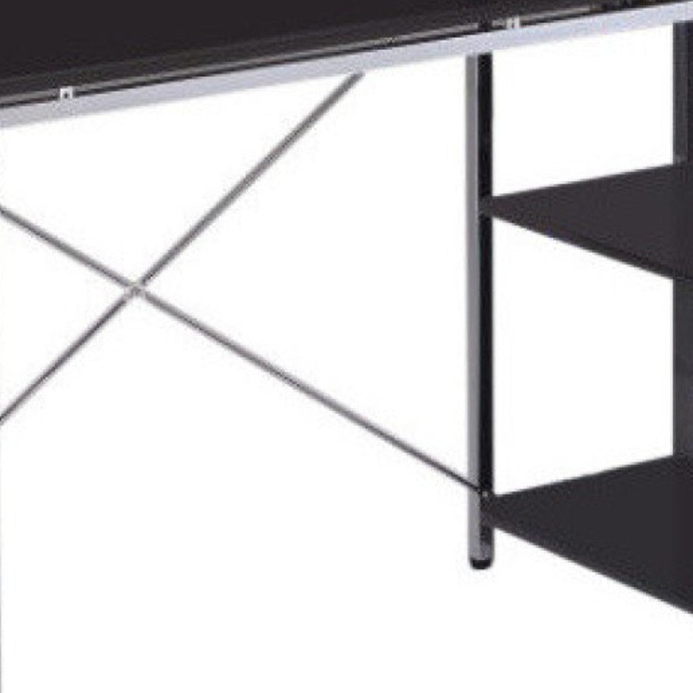 Black And Chrome Computer Desk By Homeroots | Desks | Modishstore - 4