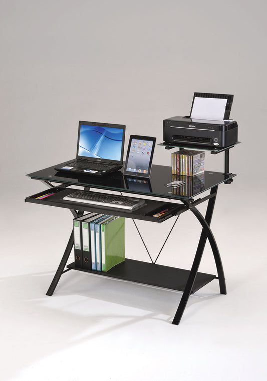 Sleek Black Glass Computer Desk By Homeroots | Desks | Modishstore