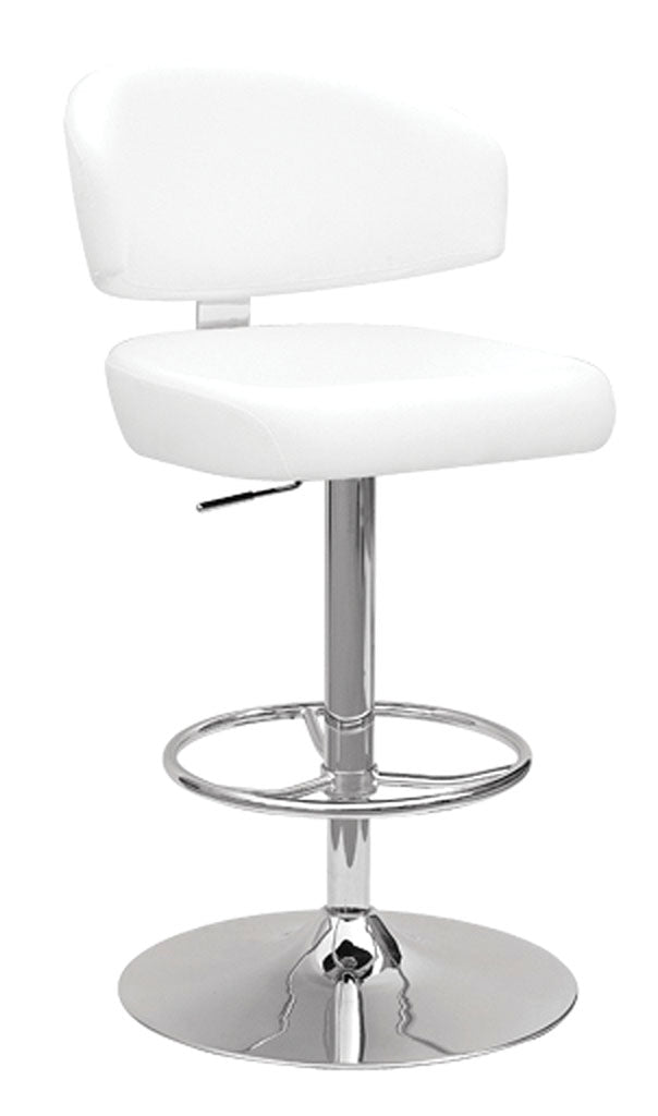 White And Chrome Swivel Adjustable Stool By Homeroots | Bar Stools | Modishstore