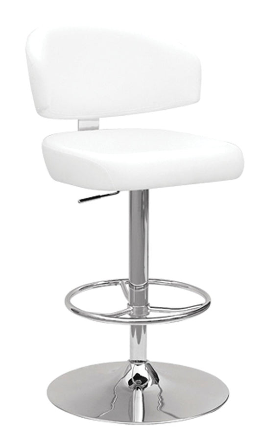 White And Chrome Swivel Adjustable Stool By Homeroots | Bar Stools | Modishstore