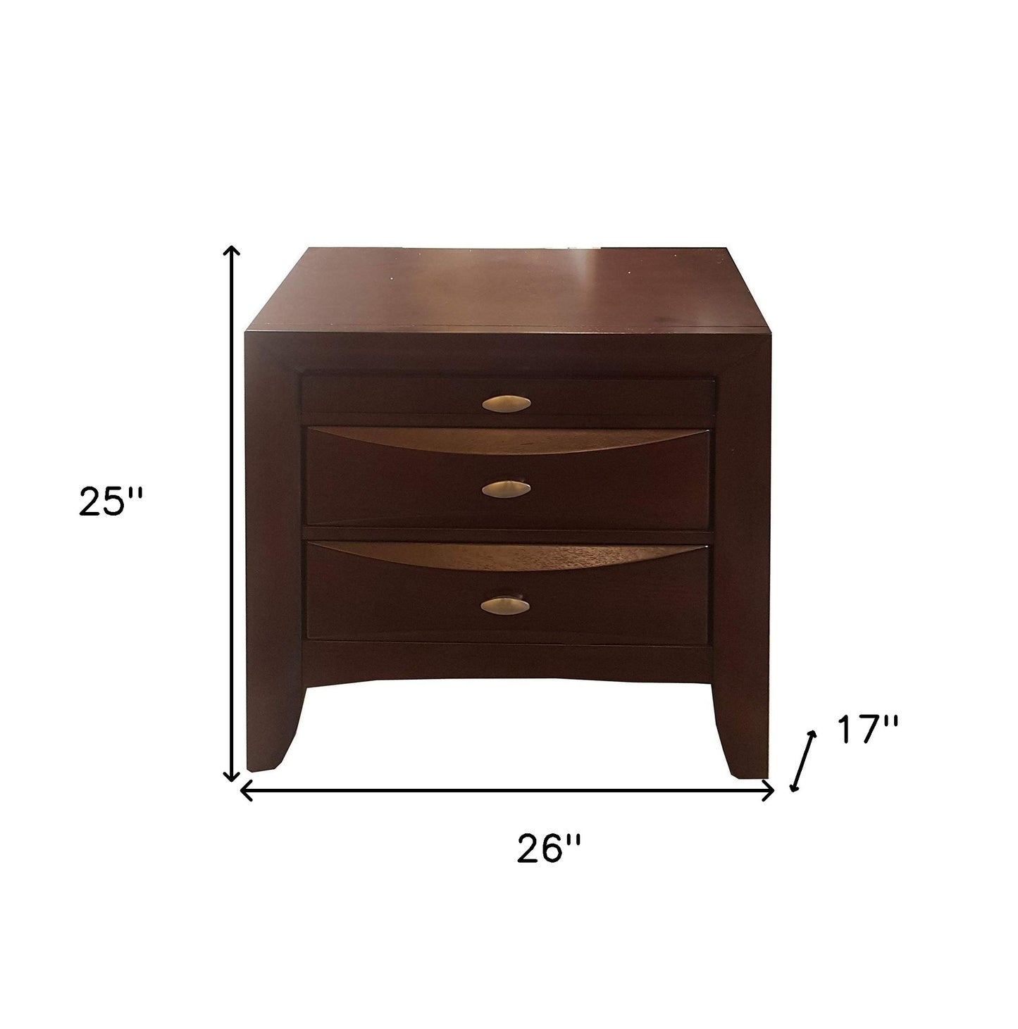 Espresso Rubber Wood Elegant Nightstand By Homeroots | Nightstands | Modishstore - 4