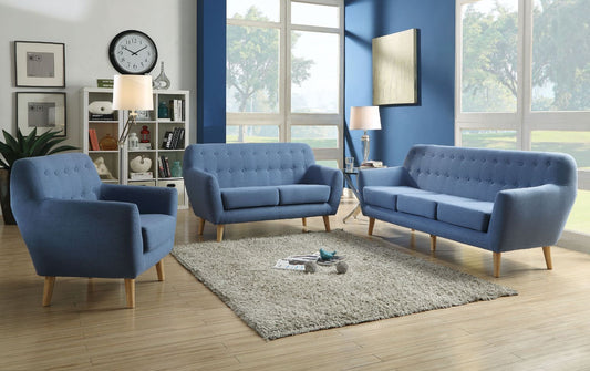 Blue Linen Sofa By Homeroots | Sofas | Modishstore - 4
