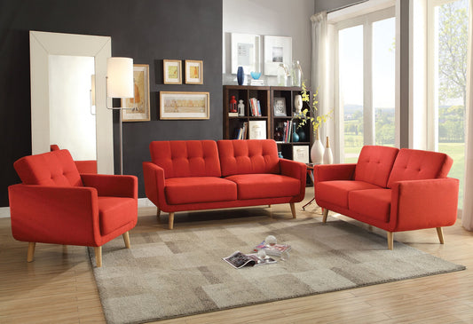 Red Linen Sofa By Homeroots | Sofas | Modishstore - 3
