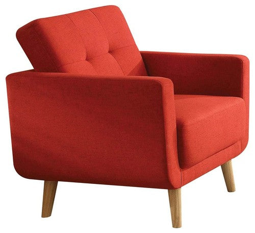 Red Linen Chair By Homeroots - 285663 | Accent Chairs | Modishstore - 2