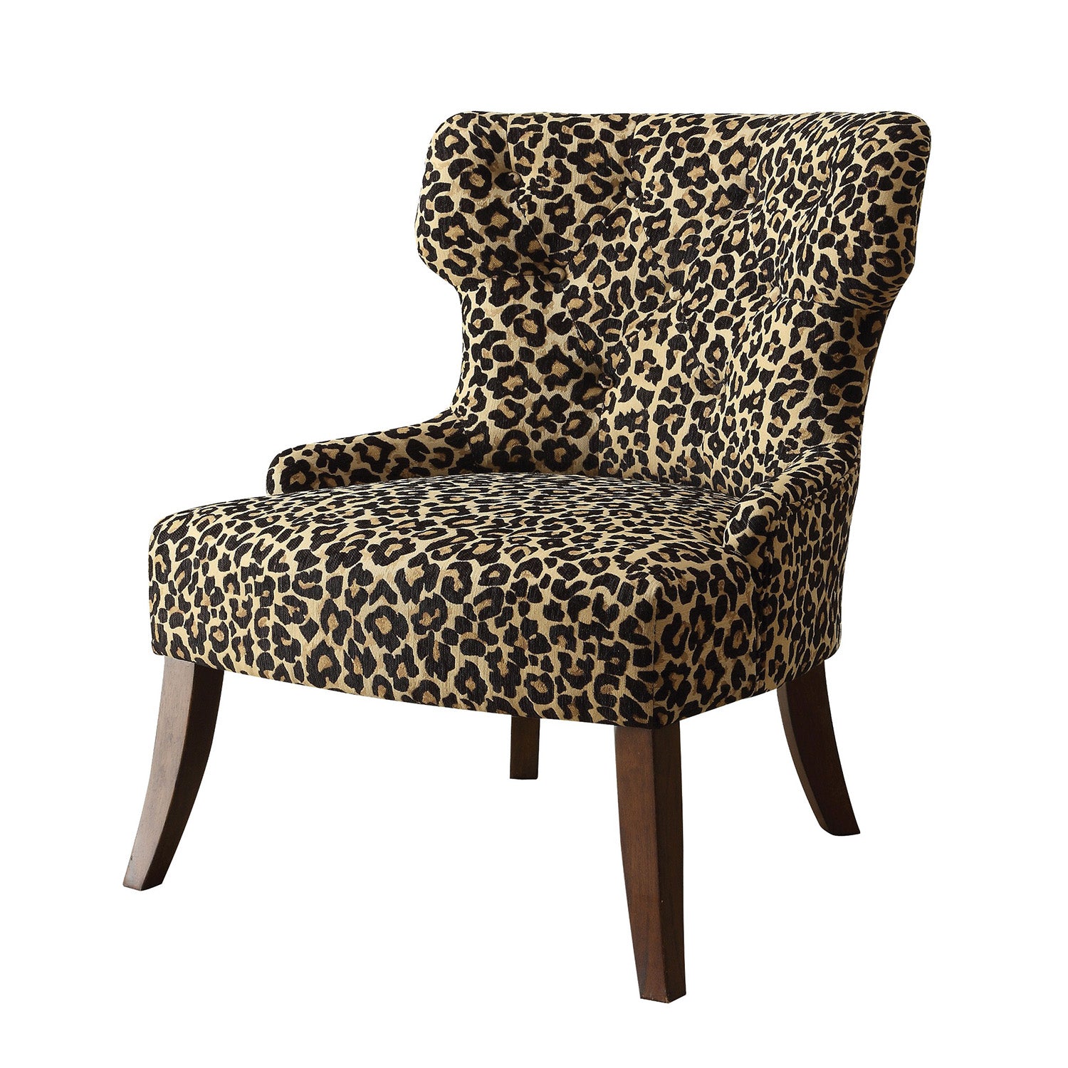 Leopard Fabric And Espresso Accent Chair By Homeroots | Accent Chairs | Modishstore - 2