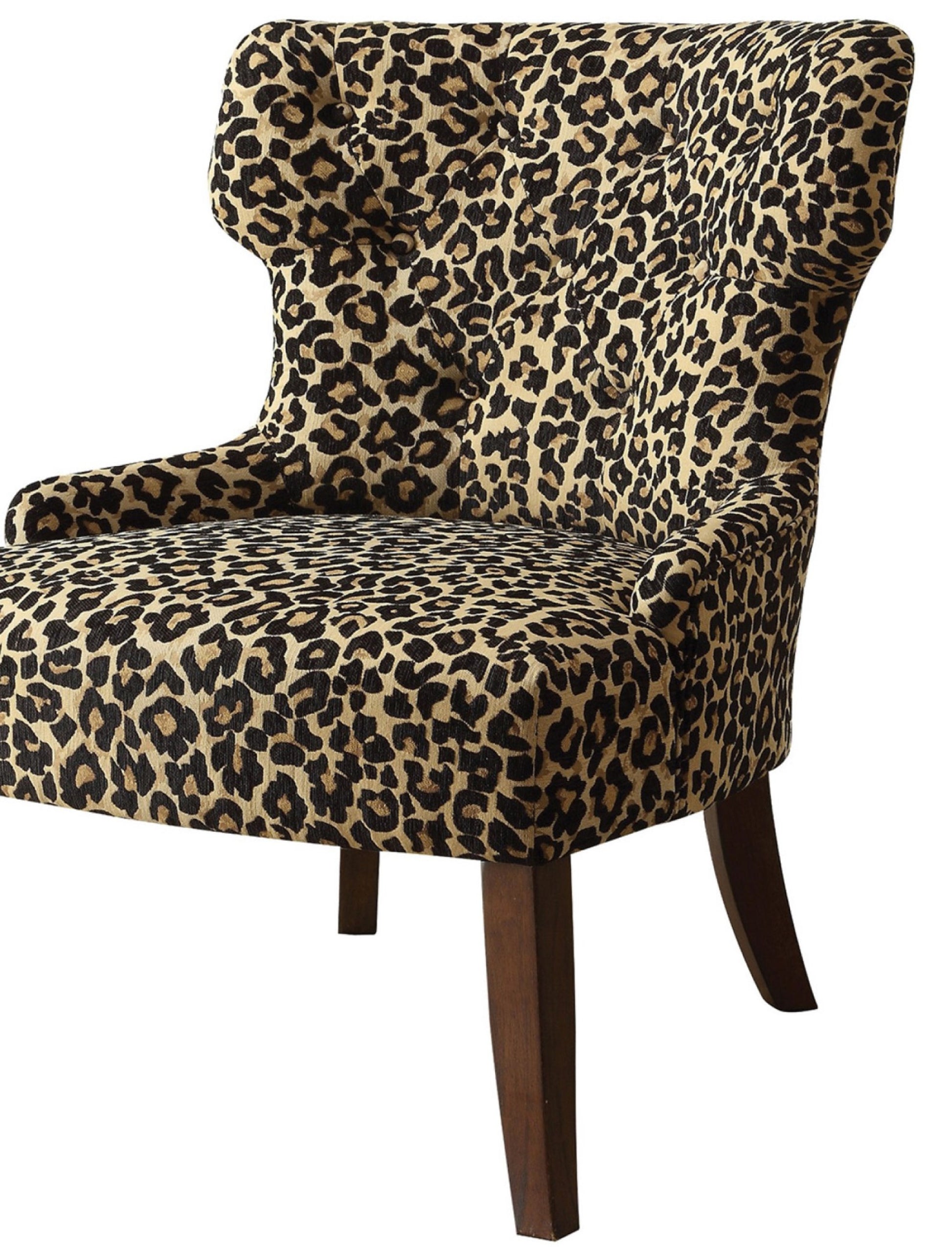 Leopard Fabric And Espresso Accent Chair By Homeroots | Accent Chairs | Modishstore - 3