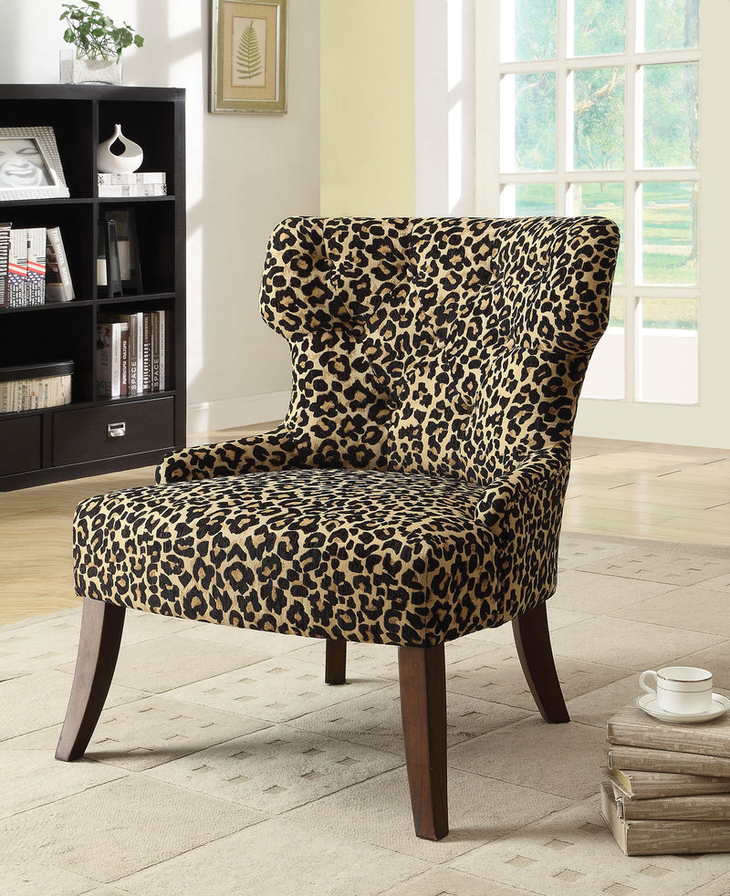 Leopard Fabric And Espresso Accent Chair By Homeroots | Accent Chairs | Modishstore