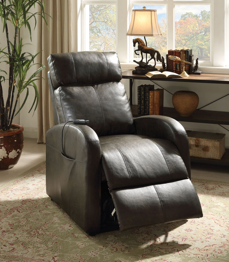 Dark Gray Pu Recliner With Power Lift By Homeroots | Recliners | Modishstore