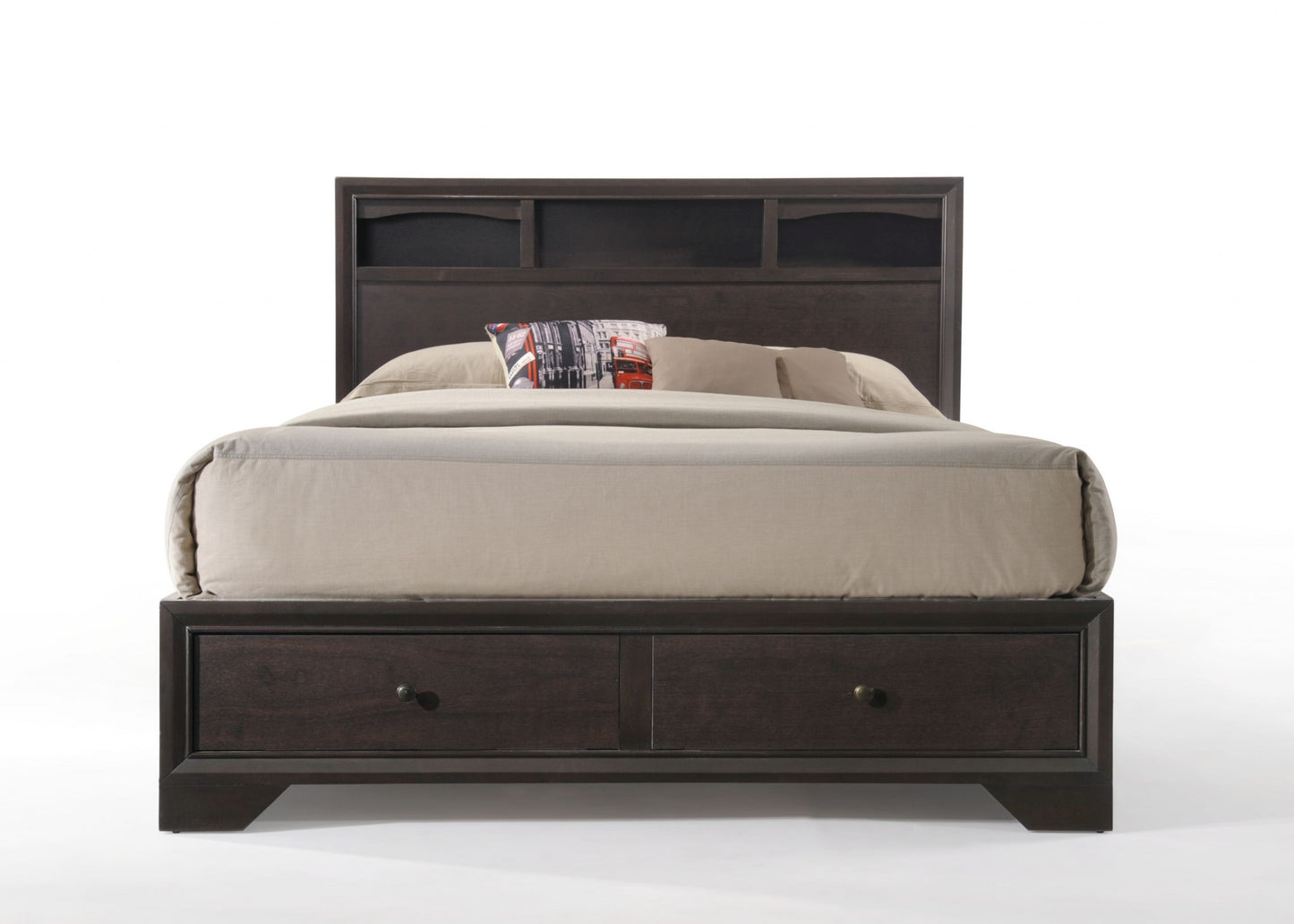 Rich Espresso Finish Queen Bed With Storage By Homeroots | Beds | Modishstore - 2