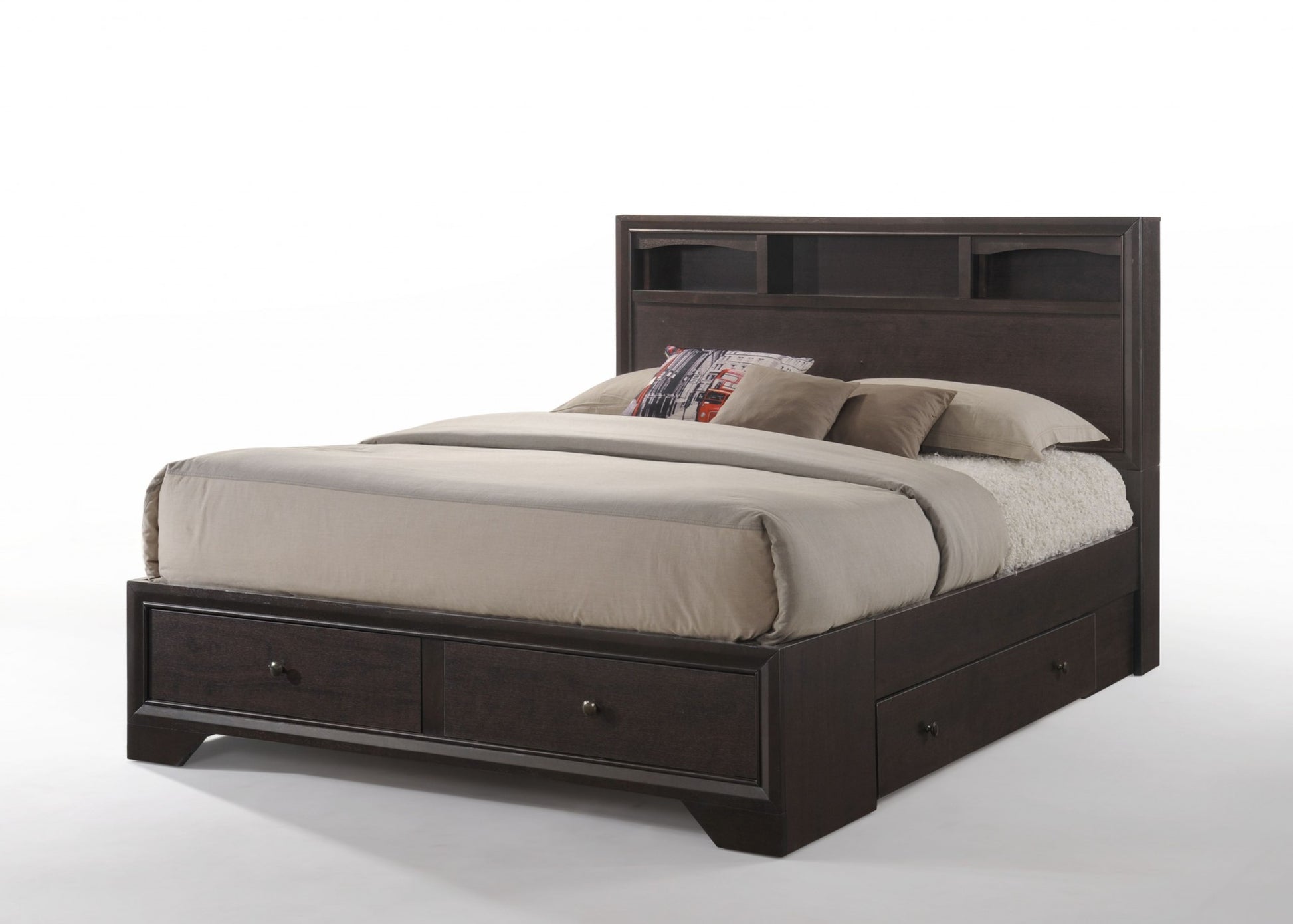 Rich Espresso Finish Queen Bed With Storage By Homeroots | Beds | Modishstore - 3