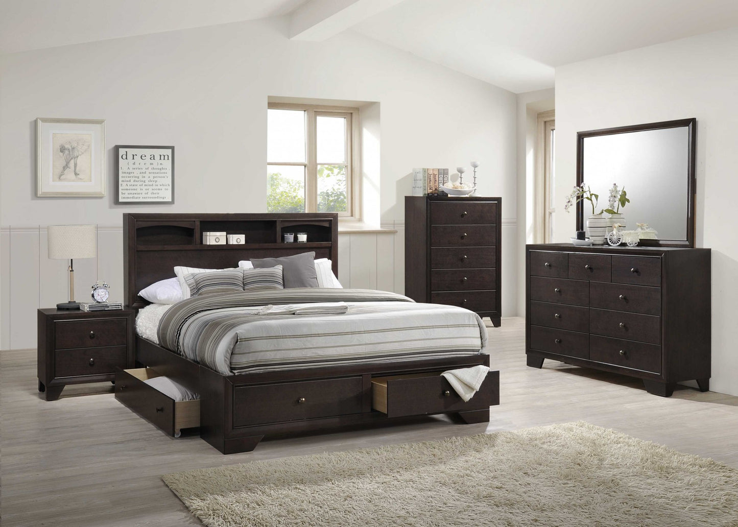 Rich Espresso Finish Queen Bed With Storage By Homeroots | Beds | Modishstore