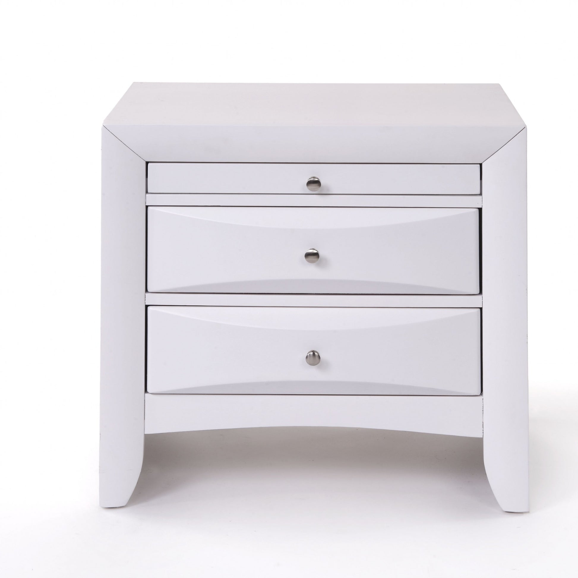 Elegant White 3 Drawer Nightstand By Homeroots | Nightstands | Modishstore - 2