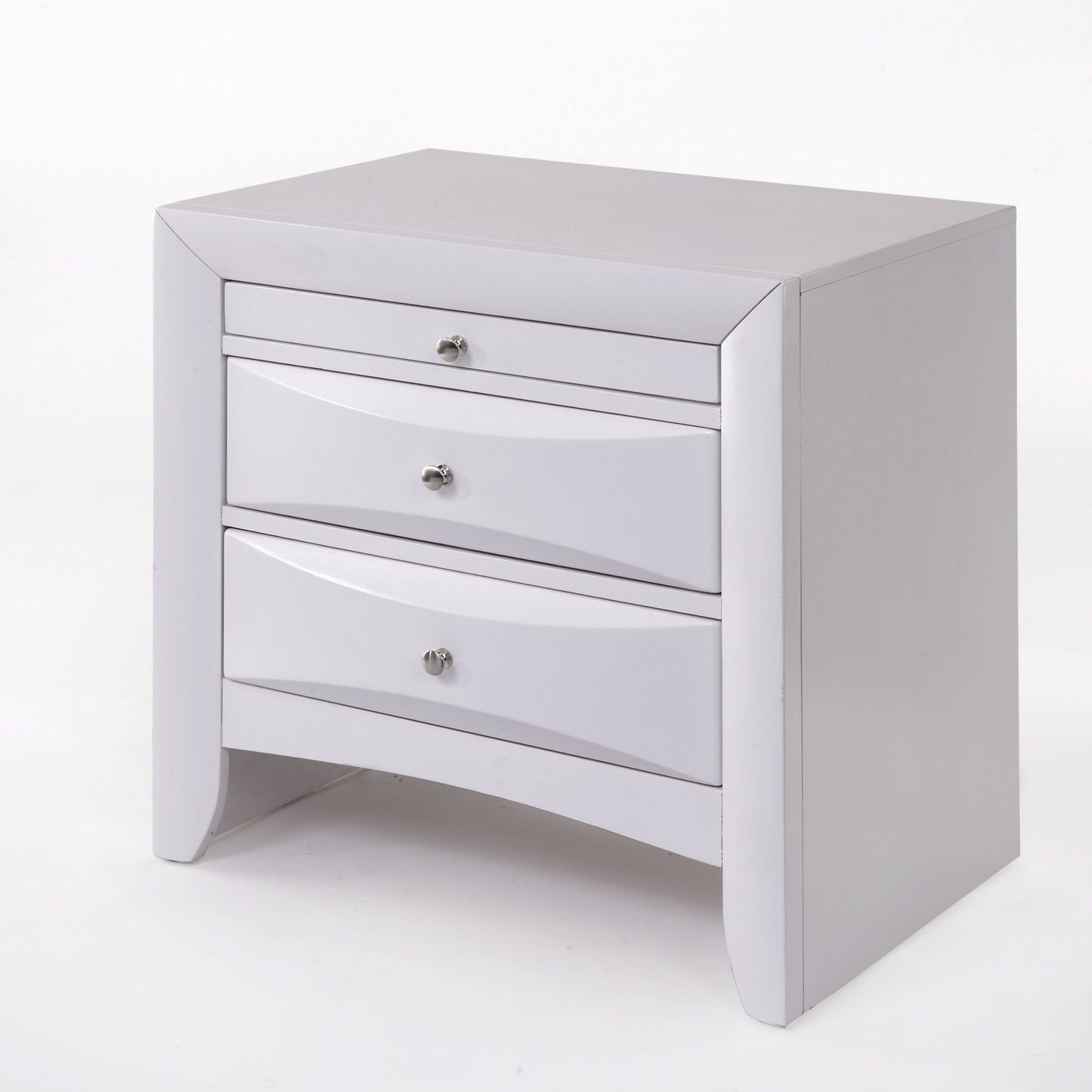 Elegant White 3 Drawer Nightstand By Homeroots | Nightstands | Modishstore - 3