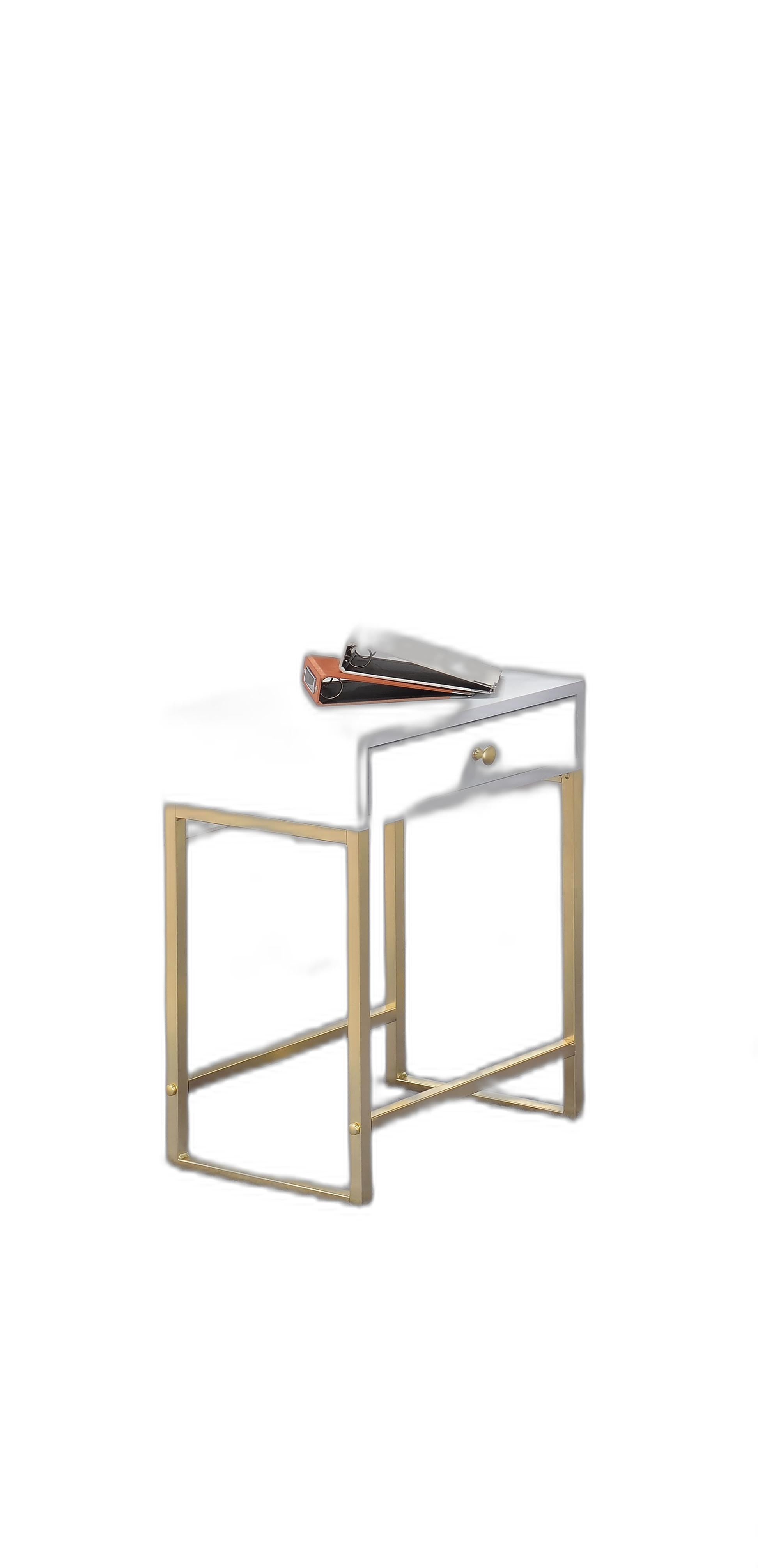 Sleek White and Brass End or Side Table By Homeroots | Side Tables | Modishstore - 4