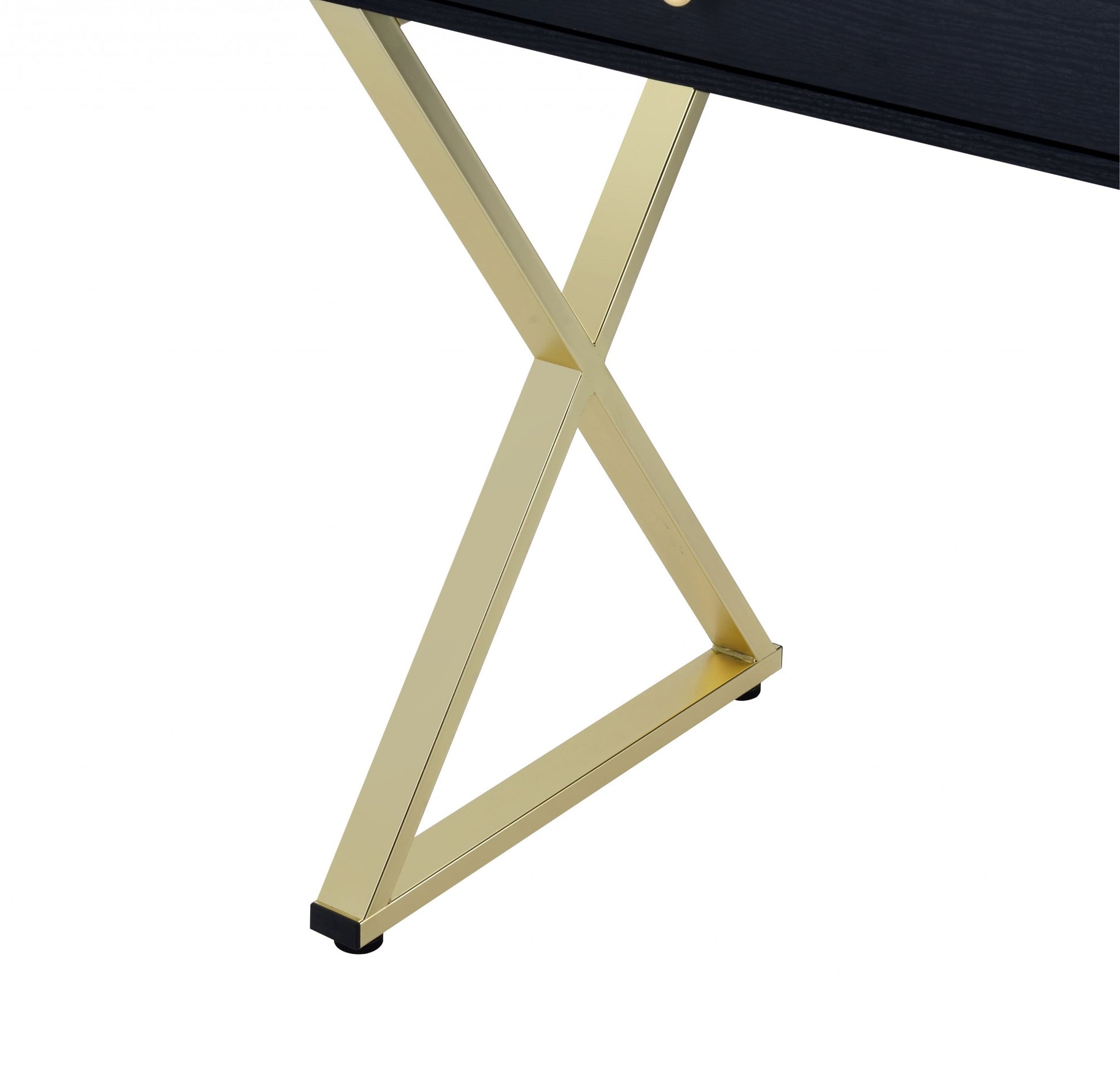 Black And Brass Particle Board Desk By Homeroots | Desks | Modishstore - 3