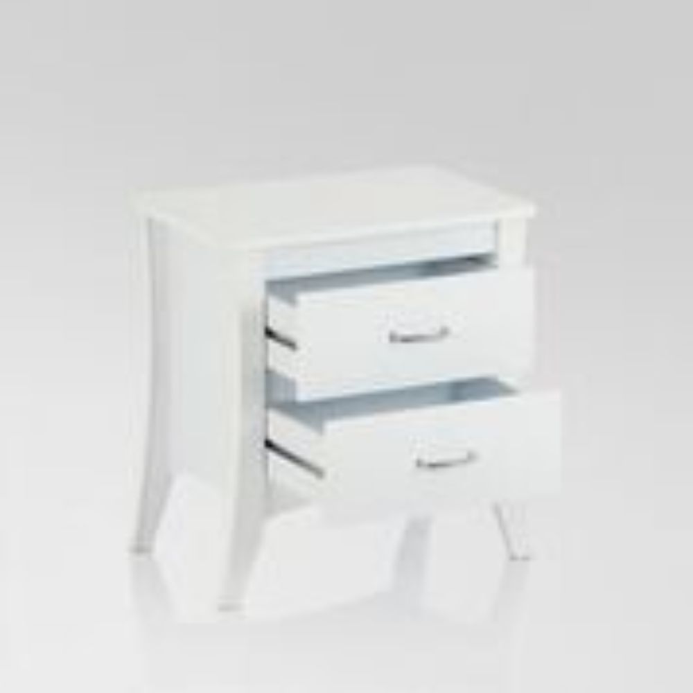 White Wooden 2 Drawer Nightstand By Homeroots | Nightstands | Modishstore - 3