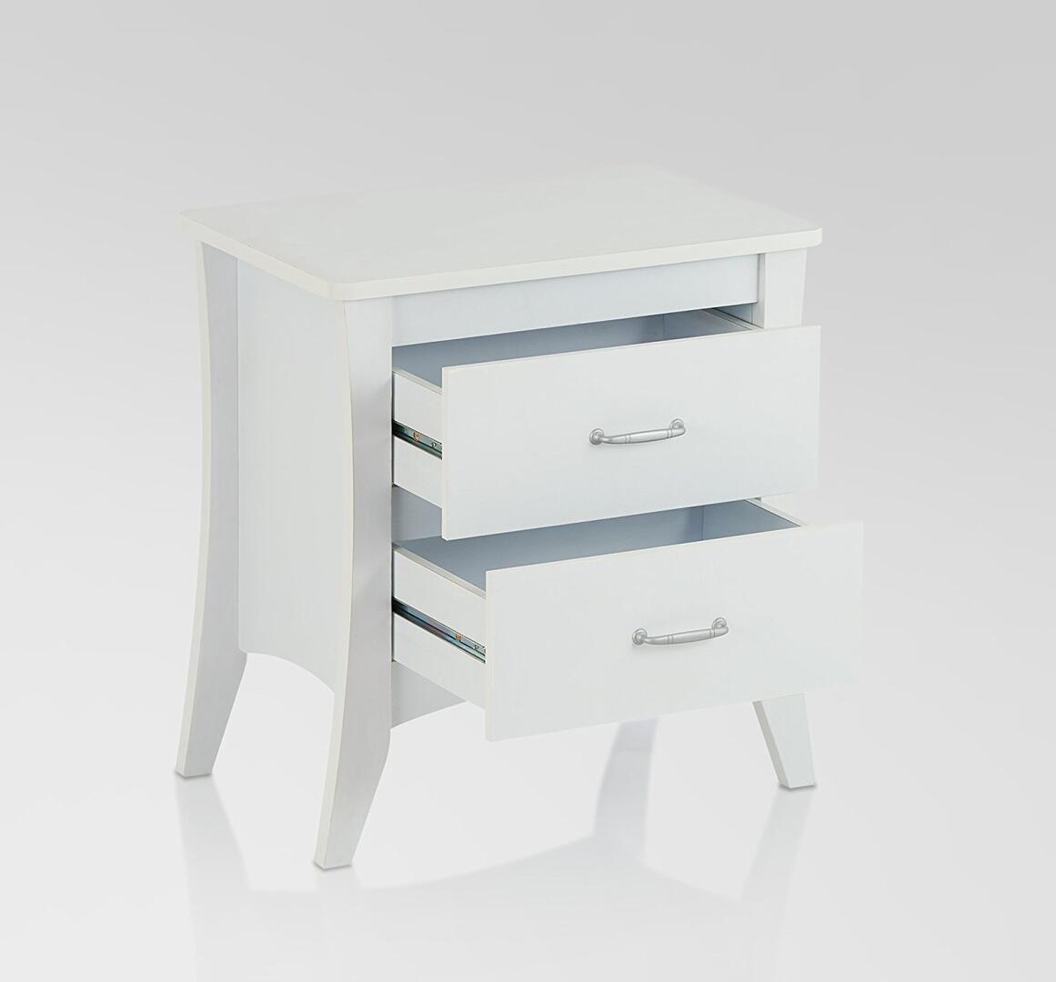 White Wooden 2 Drawer Nightstand By Homeroots | Nightstands | Modishstore - 4