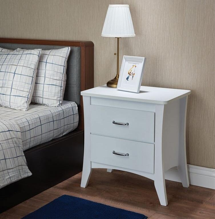 White Wooden 2 Drawer Nightstand By Homeroots | Nightstands | Modishstore